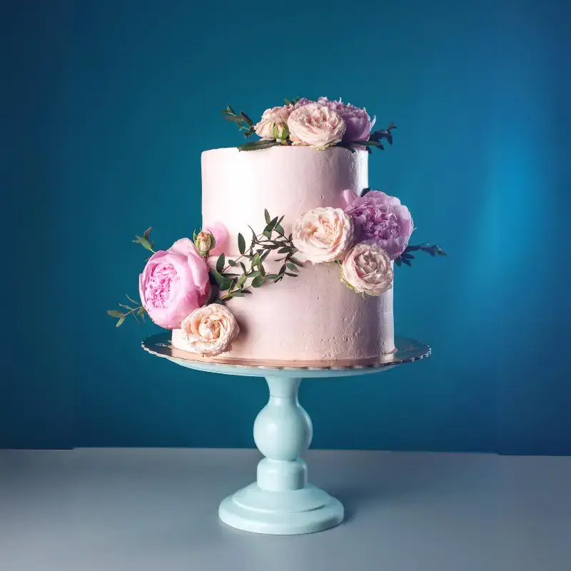 beautiful double tier flower cake